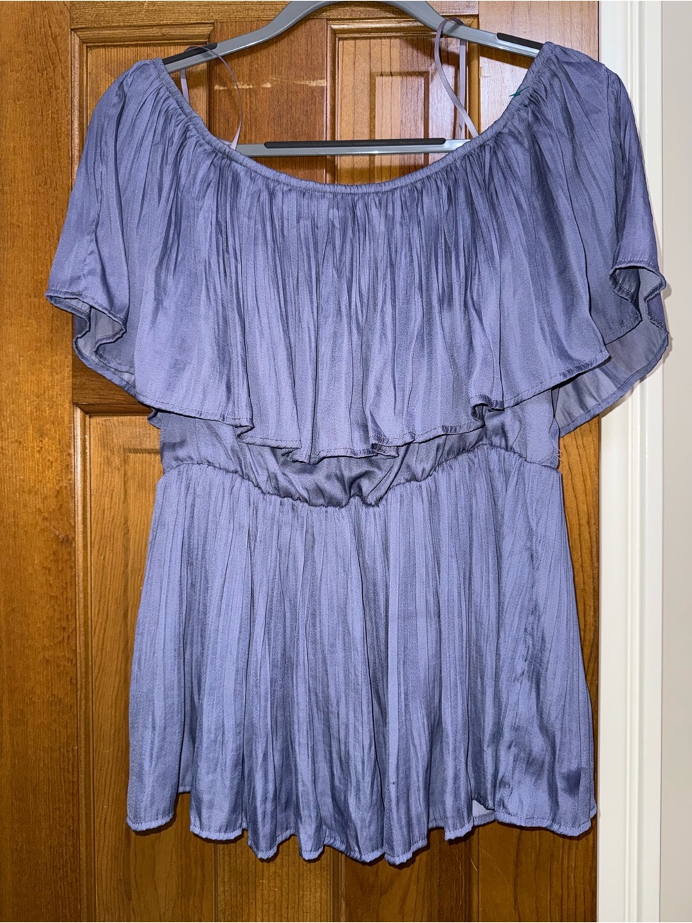 EUC Mustard Seed purple periwinkle flowy ruffle top size large